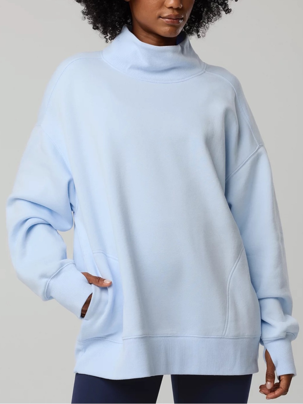 Aerie Cloud Fleece Oversized Mockneck Sweatshirt | Eyelet Blue